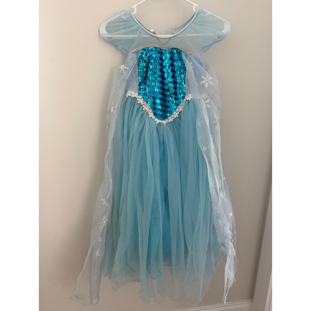 Trish Scully Girls Elsa Inspired Ice Queen Princess Costume Dress Blue Size 6 - Picture 4 of 7